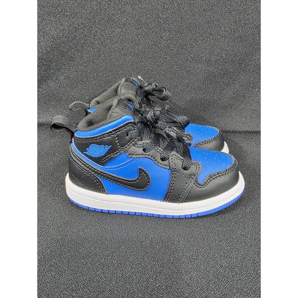 Nike Air Jordan 1 Mid TD Black Royal Blue Toddler Shoes Size 6C